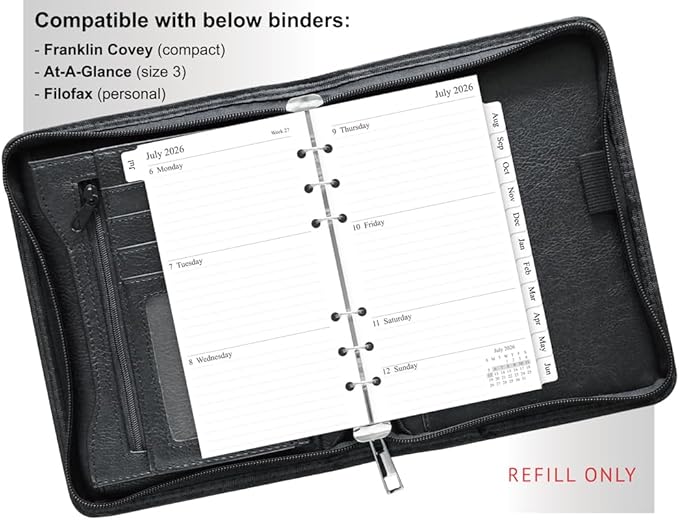 newestor 2026-2027 Weekly & Monthly Planner Refill, 3-3/4" x 6-3/4", Jul 2026 - Jun 2027, Personal/Compact/Size 3