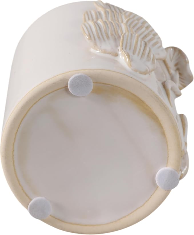Ceramic Desk Organizer with Mushroom Design for Workspace Decor - Stylish Small Desktop Decor for Office Accessory - Versatile Desk Stationery Storage Holder for Kitchen or Bedroom - 4", Ivory