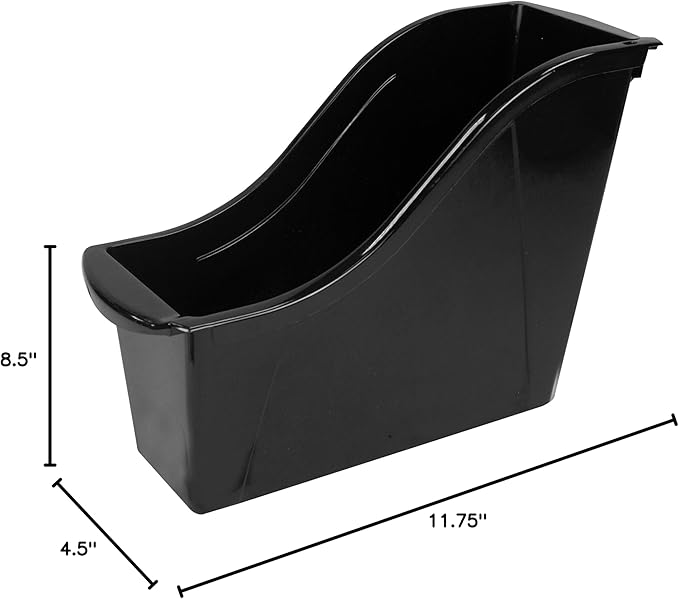 Storex Small Book Bin - Linking Storage Bins, Dry Erase Surface - 11.75" x 8.5" x 4.5", Onyx, 6-Pack