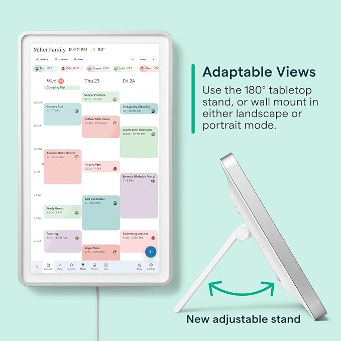 Skylight Calendar 2 - 15-inch Full HD Touchscreen Digital Calendar, Featured on Wirecutter - Wall Planner & Interactive Chore Chart, Smart Family Organizer, 16GB Storage, Wi-Fi, Wall Mount Included - Shadow Box, Silver