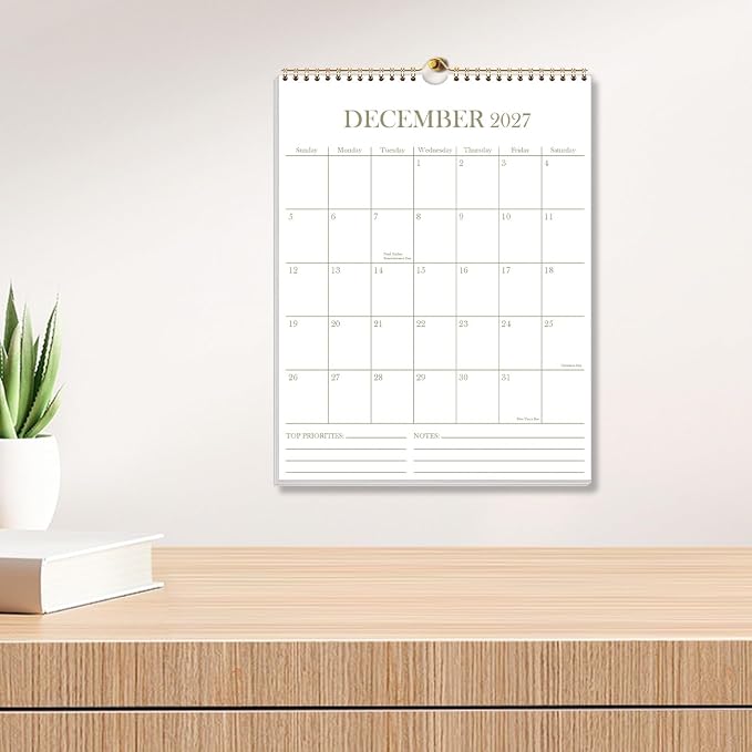 2026-2027 Wall Calendar - 18 Months Calendar from July 2026 - December 2027, Calendar 2026-2027 with Thick Paper, 8.5" x 11", Vertical Calendar, Golden
