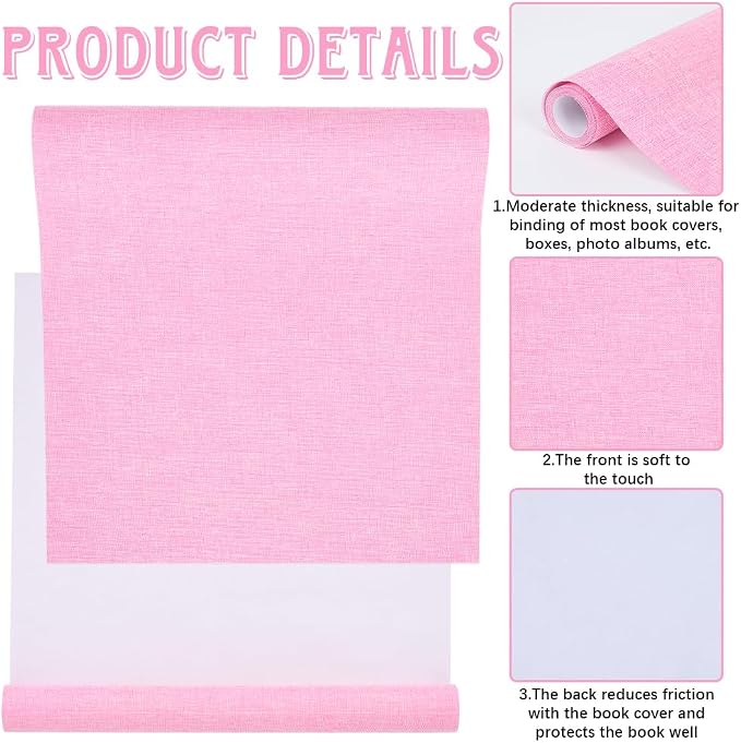 CRASPIRE 51 x 11.8 Linen Book Cloth Pearl Pink for Book Binding A4-A8 Fabric Surface Paper Backed Bookcover Album Scrapbooking Archival DIY Covering Protector Bookcloth Bookbinding Supplies