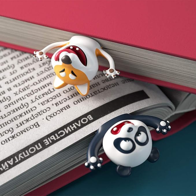 Cartoon Bookmarks, 3D Stereo Wacky Animal Reading Mark, Ouch Series, PVC Funny Cute creatived Gifts for Kids Adult (Panda)