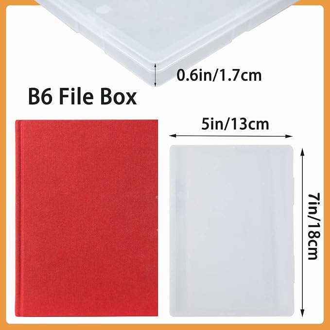 Cuyacili 4 Pack Scrapbooking Paper Storage File Boxes B6 Plastic Box for Documents Magazines Paper Photos Stamps Cards Envelope Protector Office Supplies File Storage Case (7 * 5 inch)