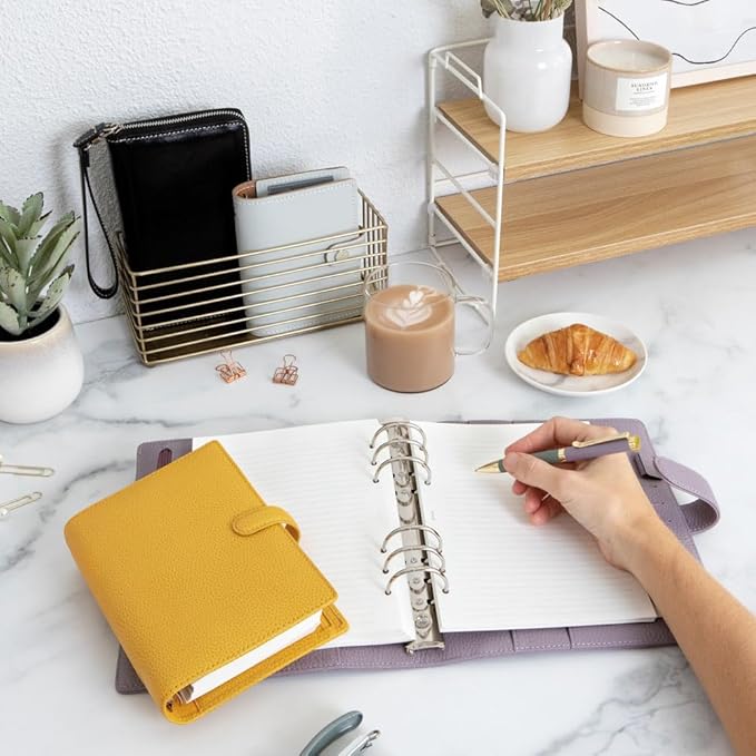 Filofax Norfolk Organizer, Pocket Size, Taupe - Soft, Full-Grain Leather, Six Rings, Week-to-View Calendar Diary, Multilingual, 2025 (C022641-25)