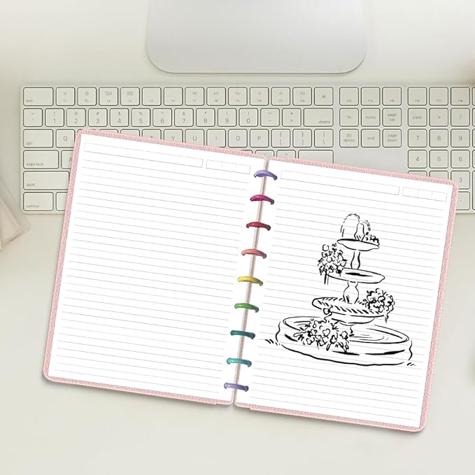200 Sheets 9-Disc Discbound Lined Refills Paper for Happy Planners Insert, Classic Size Lined Paper, 100gsm White Paper, 7" x 9.25"