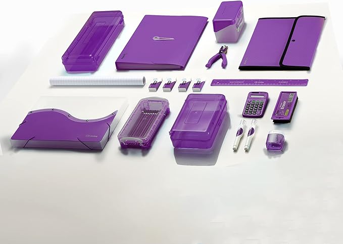 Enday Index Card Holder Purple, 3x5 Note Flash Card Organizer Case, File Box with 5 Dividers, Notecard Box Holds 100 Cards, Also Available in Red, Blue, Green, Pink, Grey, 4 Pack