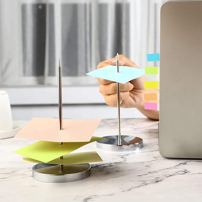 Silver Safe Memo Holder Spike Stick for Bill Receipt Note Paper Order Office Desk, Desk Accessories and Workspace Organizers