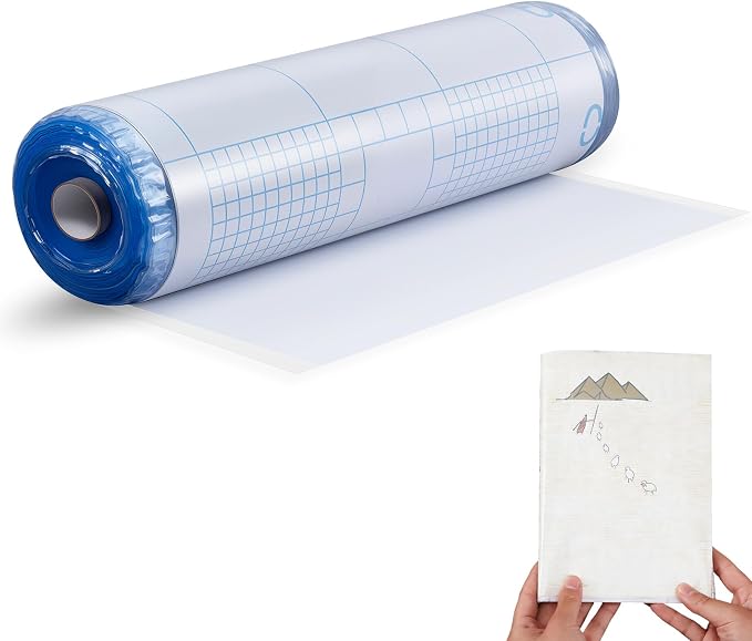 AmazingSpark 16" x 200 ft Open-Edge Adjustable Archival Book Jacket Covers Gloss 1.5-mil Rolls, Foldable Book Dust Jacket Covers, Super Clear Acid Free Cover for Hardcover Library Collection Document