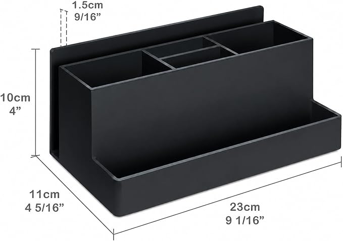 Acrimet Desktop Organizer - Multi Organizer Caddy Holder for Office, Home and School use (Plastic) (Black Color)