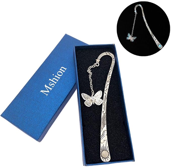 Luminous Bookmark, Retro Glow in The Dark Reading Bookmarks for Women Men Lovers,Book Markers with Pendant Holiday Gifts