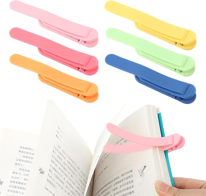 6pcs Silicone Automatic Bookmarks, Smart Bookmarks for Women Men Book Accessories, Silicone Book Marks for Reading Women, Men, Kids, Reading Accessories Gifts for Book Lovers