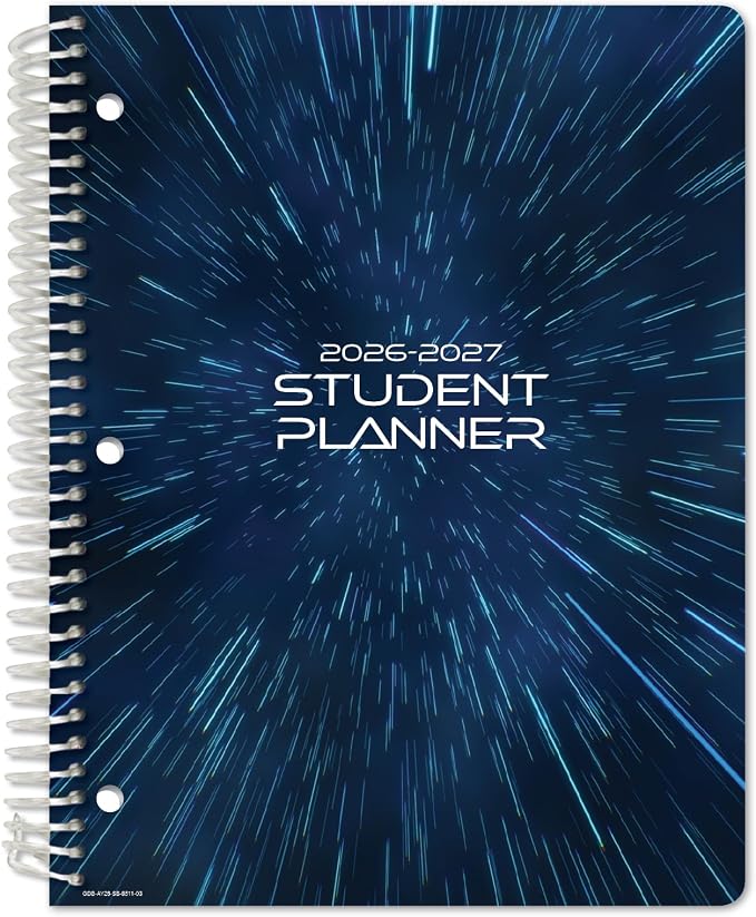 Global Datebooks 2026-2027 Middle & High School Student Planner 8.5" x 11" - Dated Weekly & Monthly Academic Planner with Ruler/Bookmark & Stickers, Ideal for Homework, Block Style, Galaxy