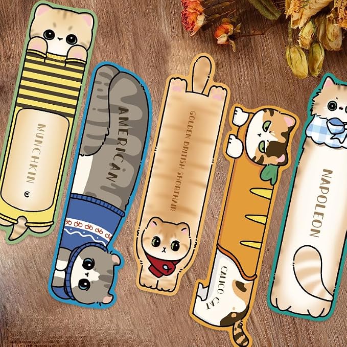 30 Pcs Cute Cat Bookmarks,Bookish Gifts for Cat Lovers,Book Lovers Valentines Gifts,Cute Book Marks for Reading Women Kids Book Reading Accessories Readers Gifts