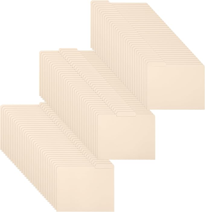 Mr. Pen- File Folders, 100 Pack, 1/3-Cut Tab, Manila, Letter Size, Office Supplies File Folders