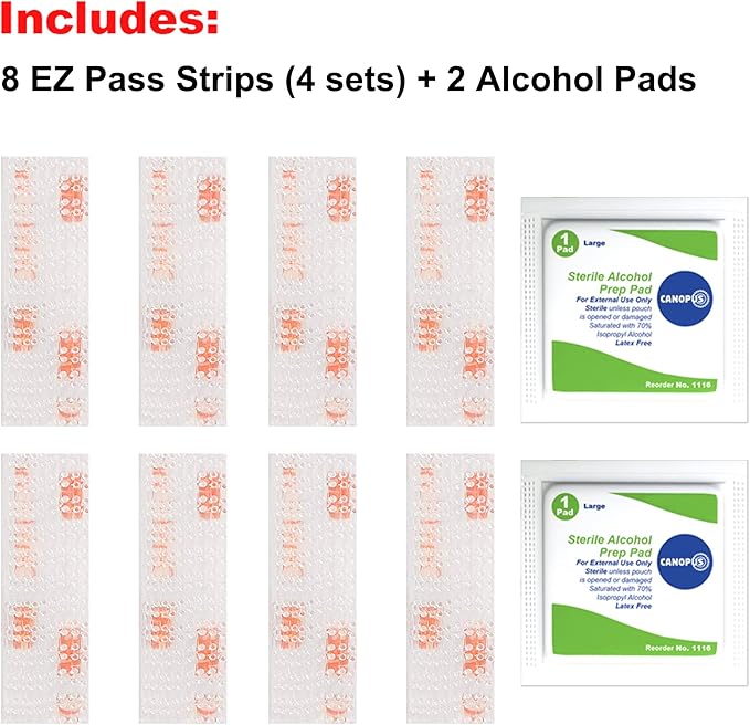 CANOPUS EZ Pass/I-Pass/SunPass Mounting Strips: Dual Lock Tape, Ezpass Tag Holder, Reclosable Fastener, Adhesive Peel-and-Stick Strips (4 Sets - 8 Pcs) with Cleaning Prep Pad (2 Pcs)