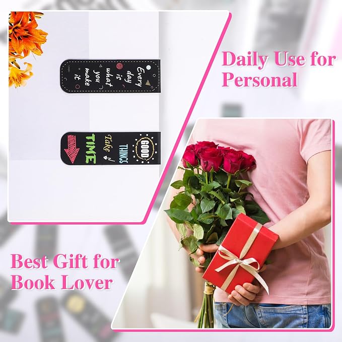 48 Pcs Magnetic Bookmarks, 24 Styles Inspirational Magnet Book Markers Motivational Encouraging Magnetic Page Clip Stocking Stuffers for Women Student School Reading Gifts