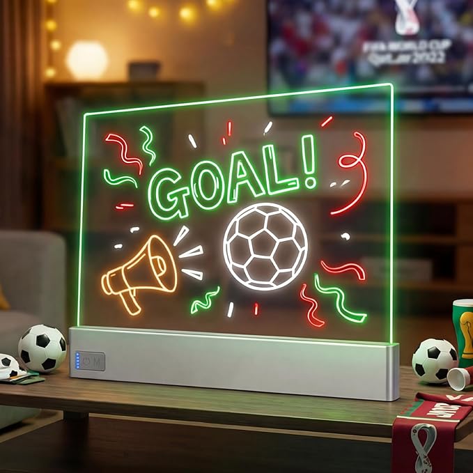 LED Note Board with 8 Dry Erase Markers for Girls Boys Toys, 13"x10" Glow Drawing Board with 7 Colors for Kids Gifts, Rechargeable Light Up Writing Pad, Lumiboard Doodle Tablet for Holiday