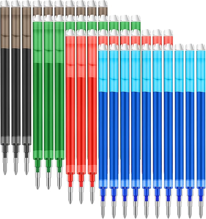 0.7 mm Erasable Gel Ink Pen Refills Compatible with Frixion Friction, Smooth Writing Multicolor Retractable Fine Point Pen Refill for School Office Home Art (4 Colors, 40)