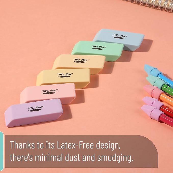 Mr. Pen- School Eraser Combination Set, 66 Pack, Pastel Colors, Latex Free Erasers for School, Office, Art Sketching, Homework, Exams, Clean Smudge-Free Correction
