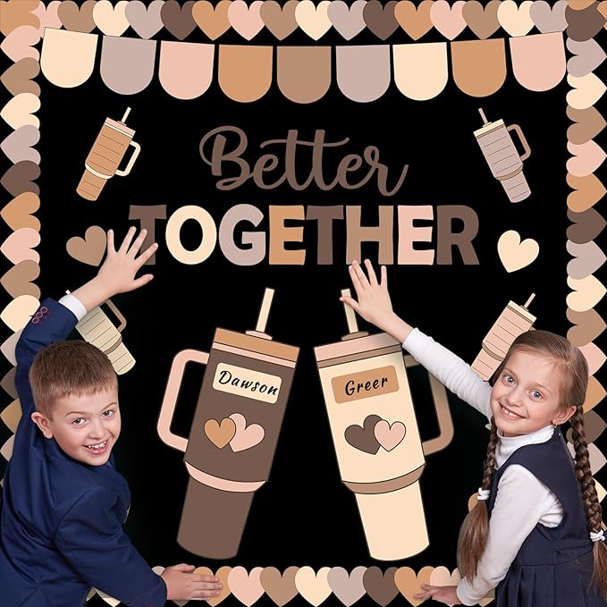 Boho Better Together Classroom Bulletin Board Decorations Motivational Back to School Bulletin Board Set Bottle Cup Paper Cutouts Decor for Office Home School Teachers Kindergarten Wall Door Supplies