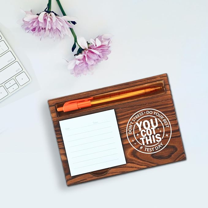 You Got This Test Day Motivation Self-Stick Note Pad Holder Encouragement Gift for Students Teachers Test-Takers Functional and Stylish Desk Organizer, Work Desk Retro Note Pad Holder SDZ354
