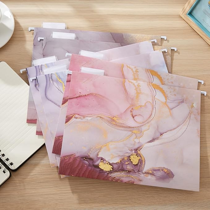 Y YOMA 18 Pack Decorative Hanging File Folders Letter Size Cute Hanging Folder Pretty File Folder Organizer for Filing Cabinet Office Home Work Documents with 1/5-Cut Adjustable Tabs, 3 Rose Design
