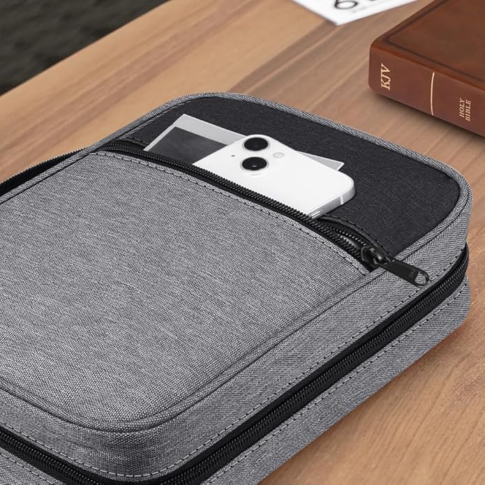 FINPAC Bible Cover Small Size Church Study Book Carrying Bag, Bible Protective Case with Handle Zippered Pocket for Men Women