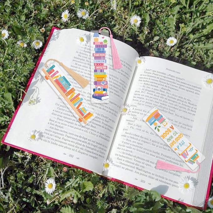 Peacoblue 30pcs UV DTF Bookmarks Transfer Stickers Wraps Candy Color Bookshelf for Women Men Reading, Waterproof Bookmarkers Decal(No Blank Bookmarks) for Acrylic Plastic Metal Blank Bookmark