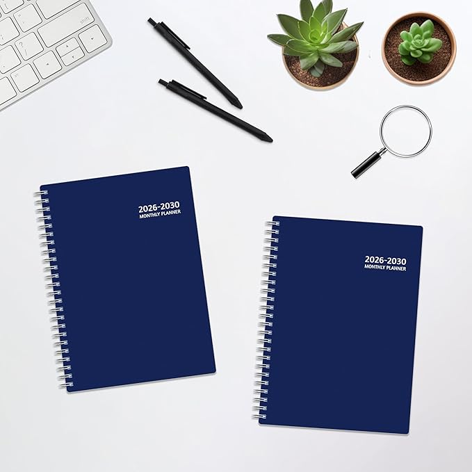Monthly Planner 2026-2030, 5-Year Calendar Planner 2026-2030, Jan 2026 – Dec 2030, 6.2 x 8.4 In, Ruled Spread, Flexible Cover, Spiral Wirebound, Pocket, 60 Coated Monthly Tabs, Notes & Habit Tracker