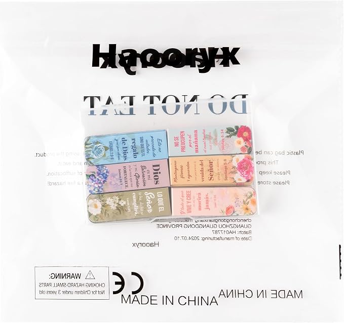 Haooryx Spanish Bible Verse Magnetic Bookmark - 48pcs Floral Spanish Scripture Verse Inspirational Magnetic Clip Bookmark Religious Motivational Page Marker Christian Gift Church Christmas Party Favor