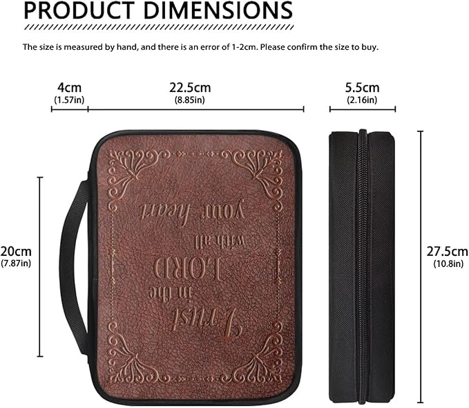 Trust in the Lord Print Bible Cover for Women Men with Handle Portable Book Carrying Cases Church Bag