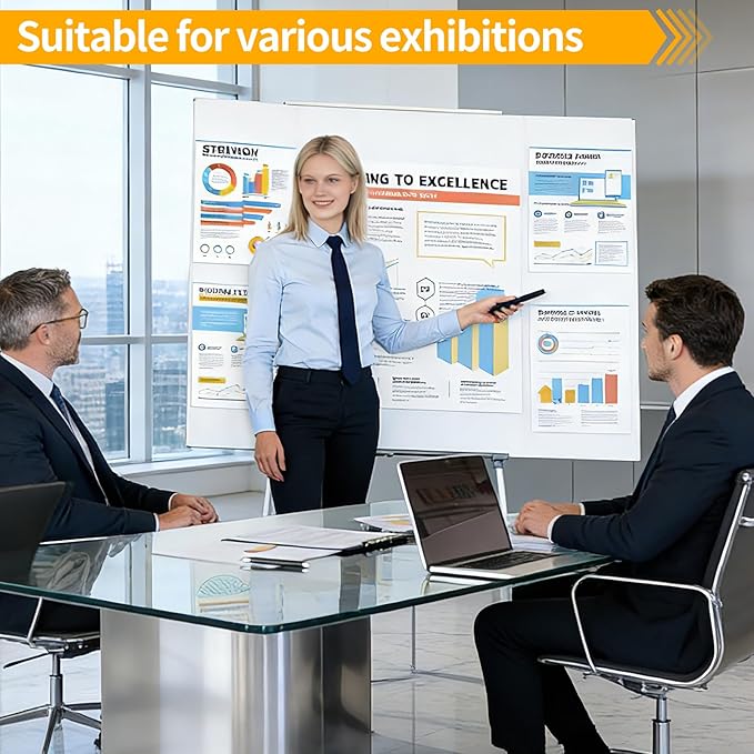 8 Pack Trifold Poster Board 36"x48" - White Foldable Corrugated Display Board, Tri fold Presentation Board, Extra Large Project Boards for School Projects, Science Fair, Graduation Exhibitions