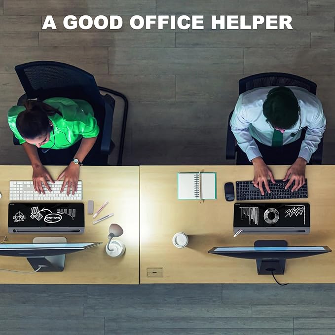 TSJ OFFICE Desktop Whiteboard Dry-Erase-Board - Computer Keyboard Stand White Board Surface Pad with Drawer, Desk Organizers with Accessories for Office, Home, School Supplies - Black&Grey