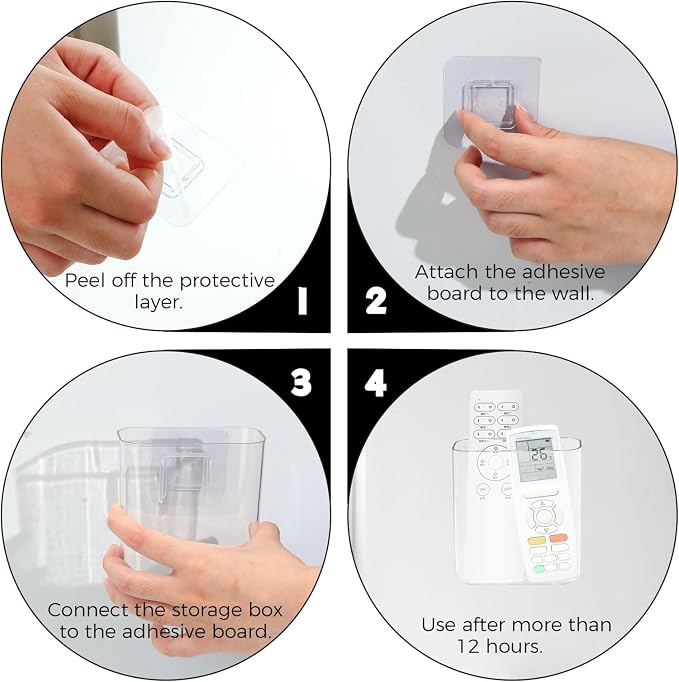 LELE LIFE 3Pcs Remote Control Holder Wall Mount, Adhesive Clear Acrylic Remote Holder Pen Pencil Dry Erase Marker Makeup Brush Holder Organizer for Office Home Storage, Small