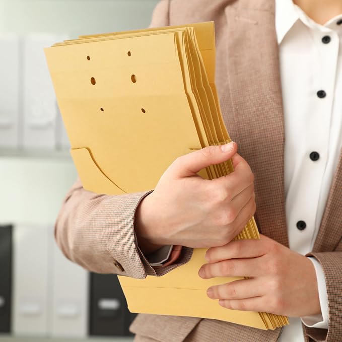Feifeiya 50 Pack File Retention Jacket Kraft Expansion Retention Jackets Office Yellow Document Classification for Letter Legal Size
