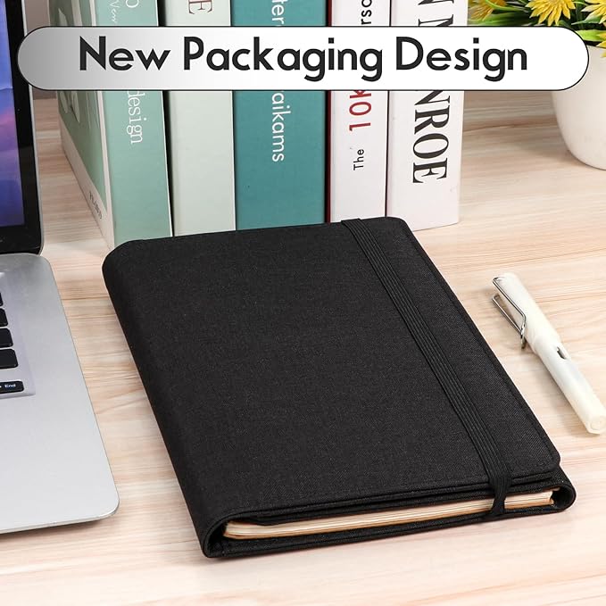 Trifold Planner Cover for Rocketbook Smart Notebook | Executive Size A5 (8.8"x6") Portfolio Organizer with File Pocket | Waterproof Protective Case for Rocketbook & Accessories (Black)