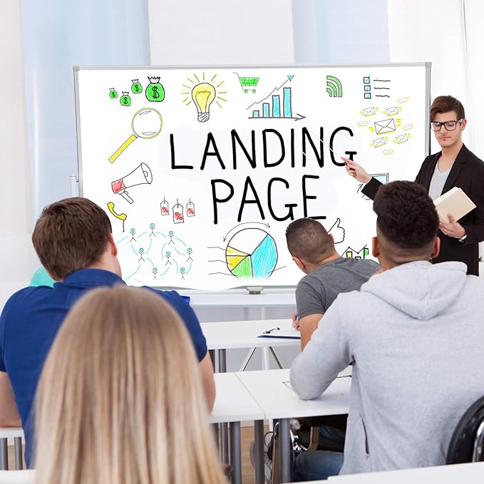 Dry Erase Board with Stand - 48x36 Inches Double-Sided Mobile Whiteboard with Stand, Large White Board on Wheels for Meeting, Training, Rolling Magnetic Whiteboard for Home Office Classroom School