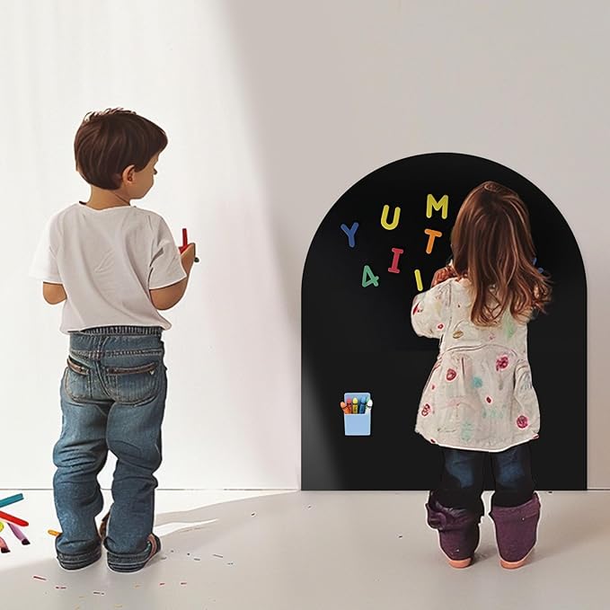 32 x 24 Arch Magnetic Wall Decal for Kids, Upgraded Self-Adhesive UnPeel Magnetic Chalkboard for Wall, Magnet Wall Drawing Learning for Playroom, School, Home(Black)