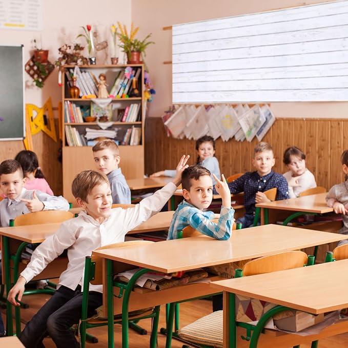 Mindsoft Bulletin Board Paper 48'' x 107'' Class Boards for Classroom Bulletin Boards Everyone is Welcome Classroom Board Decor Pillows Curtains Crafts(White Wood,1 Pc)