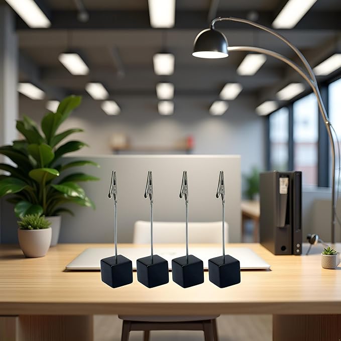 4 Pcs Memo Clip Holders Stand with Alligator Clasp Pictures Card Paper Note Clip Office Memo Holders Desk Accessories & Workspace Organizers for Office Home Use