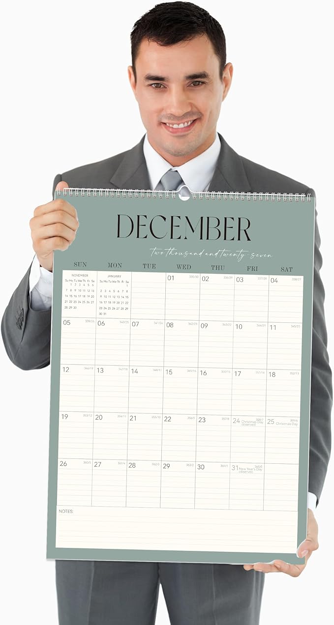 GuassLee Large Wall Calendar 2026-2027,22"x 15" Vertical Jumbo Desktop/Wall Calendar from Jun. 2026 to Dec. 2027,19-Month Hanging Planner with Julian Date for Office Home Organizing