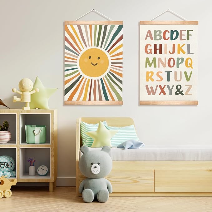 Alphabet Educational Chart Set of 2 for Classroom Decor,Colorful Educational Poster for Toddlers 1-3,Toddler Learning Poster for Ages 3-5 for Nursery Playroom and Homeschool,Back to School Season Classroom Must Haves 14x18.5Inch