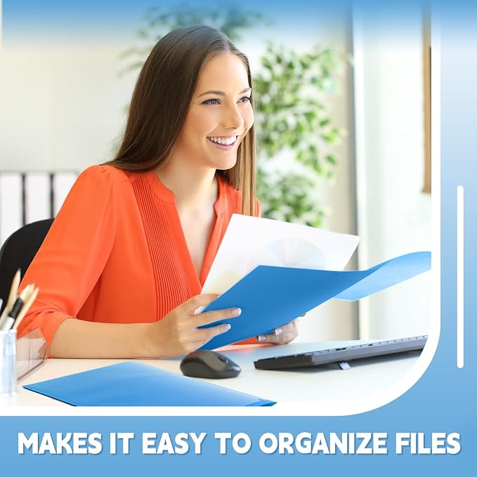 Henoyso 18 Pack Blue Plastic Folders with Clear Front Pockets Heavy Duty File Folders with 2 Pockets and Card Slot for Student Communication School Office Presentation Report