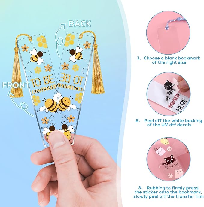 UV DTF Bookmark Stickers - 24 Sheets Animal UVDTF Decals for Acrylic Bookmarks Cute Sloth Cat Double-Sided Printing UV DTF Wraps Rub on Transfer Stickers for Book Lover DIY Blank Bookmarks