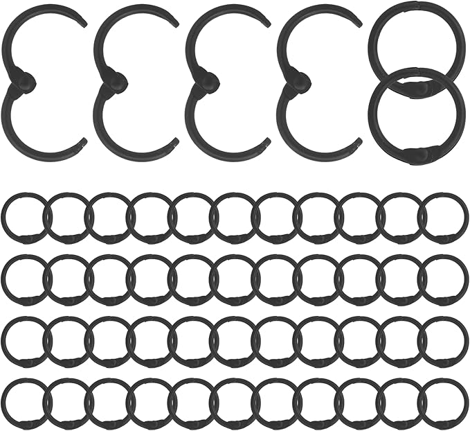 100 Pack 2/3 Inch Binder Rings, Black Book Rings Index Card Ring, Metal Ring Binder Clips Key Rings Paper Rings for Office, School, Home (Black, 15mm)
