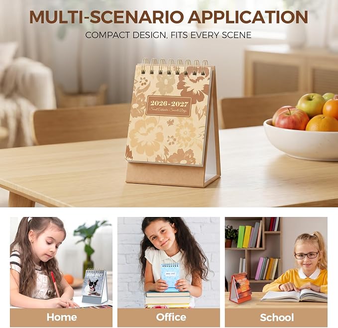 KONVINIT Small Desk Calendar 2026-2027, Aesthetic 2026 Desk Calendar - Runs From July 2026 Until December 2027, 18 Months Mini Desktop Calendar 2026 for School, Home & Office Supplies