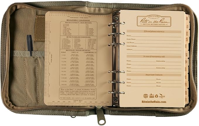 Rite In The Rain Weatherproof Complete Field Planner Kit, 4.625" x 7 " Tan Sheets, MultiCam Cover (No. 9255M)