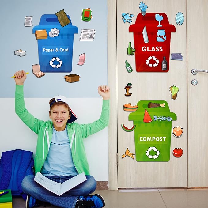 Crtiin 66 Pcs Earth Day Learn to Recycle Activity Set for Kids Classroom Earth Day Activities Kit Bulletin Board Educational Learning Activities Earth Day Decorations for School