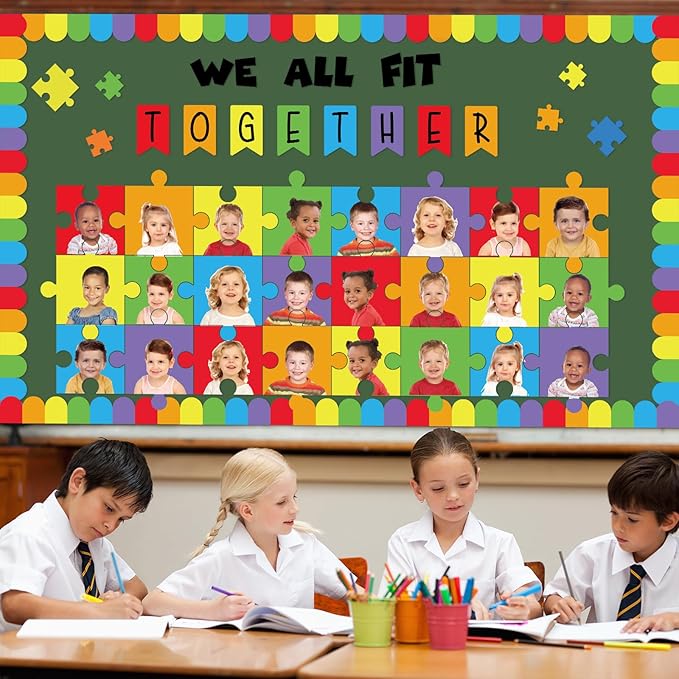gisgfim Building Blocks Classroom Bulletin Board Decorations We All Fit Together Cutouts Toy Bricks Bulletin Board Set for Classroom Back to School Door Chalkboard Nursery Wall Decor Supplies